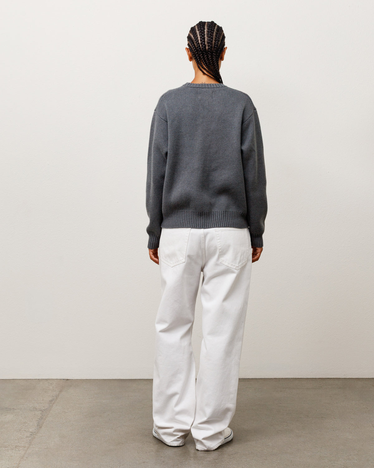 Striped Hibiscus Sweater Unisex Long Sleeve In Grey