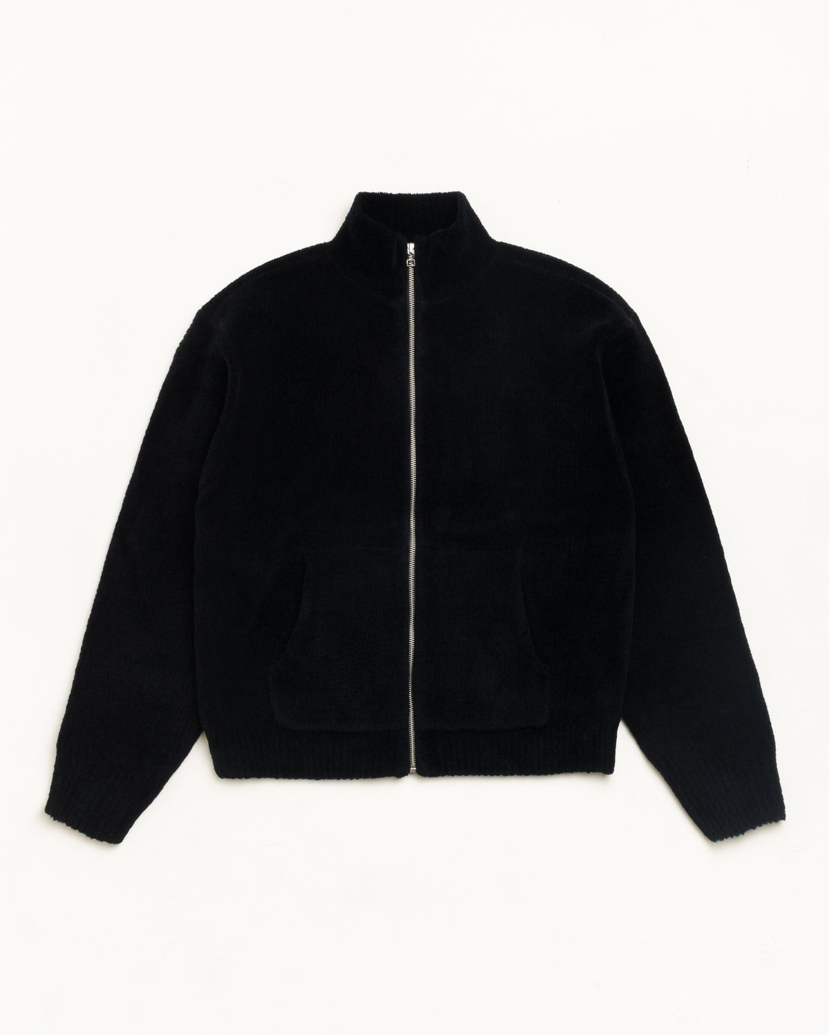 Wool Cashmere Zip Sweater Unisex Long Sleeve In Black