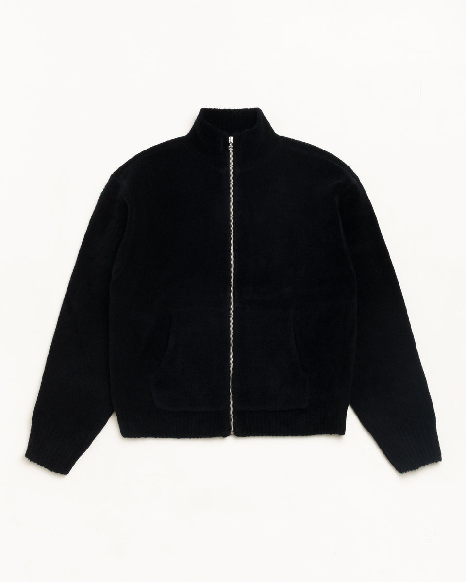 Wool Cashmere Zip Sweater Unisex Long Sleeve In Black