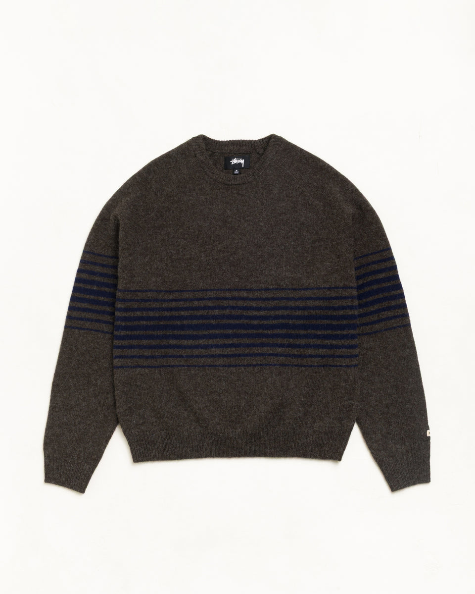 Shadow Stripe Raglan Sweater Unisex Long Sleeve In Dark Brown