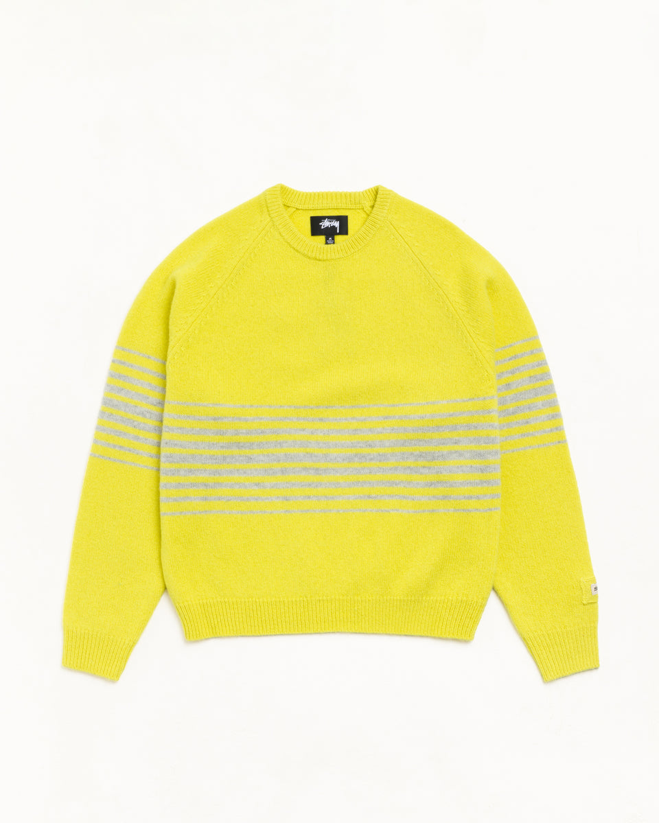 Shadow Stripe Raglan Sweater Unisex Long Sleeve In Lemon