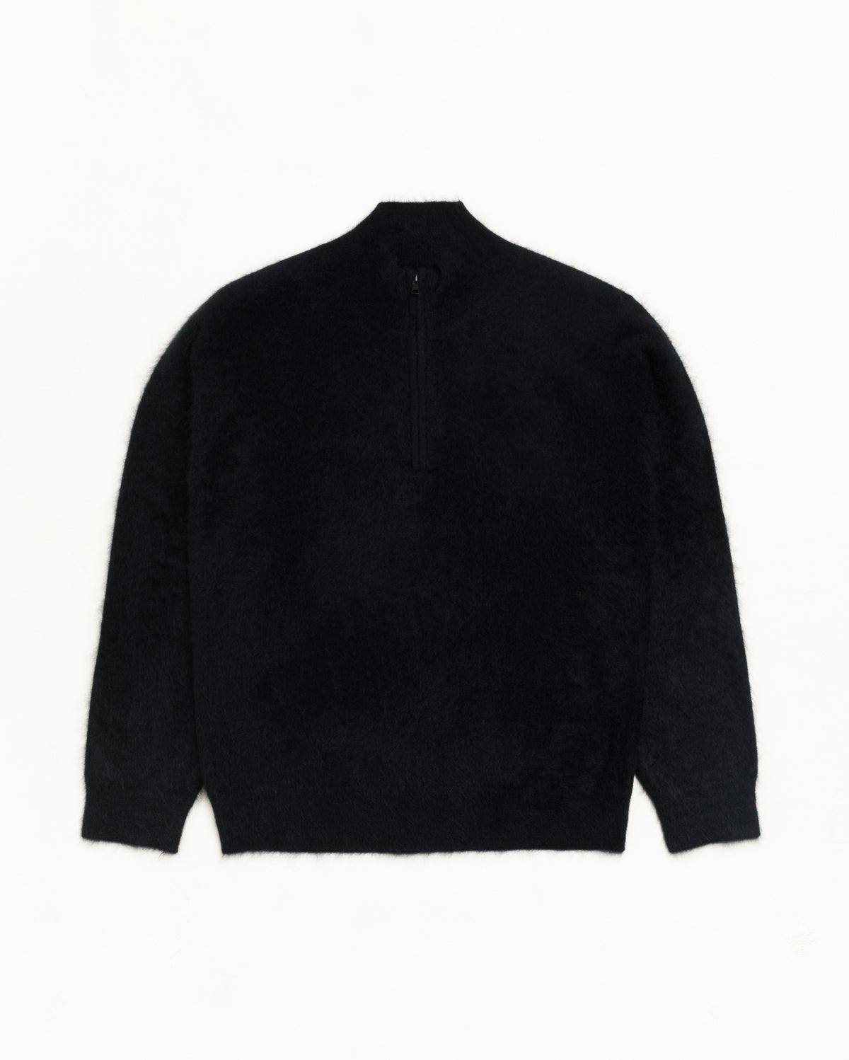 Brushed Cashmere Quarterzip Unisex Long Sleeve In Black