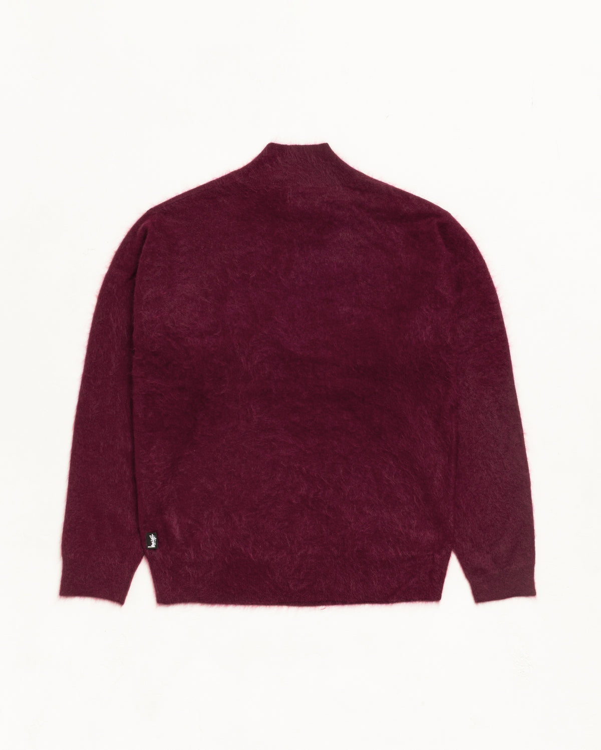 Brushed Cashmere Quarterzip Unisex Long Sleeve In Burgundy