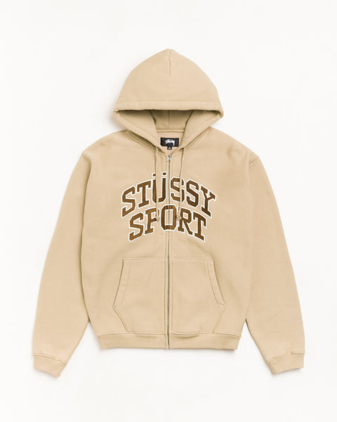 Stussy Sport Zip Hood Unisex Long Sleeve In Tan