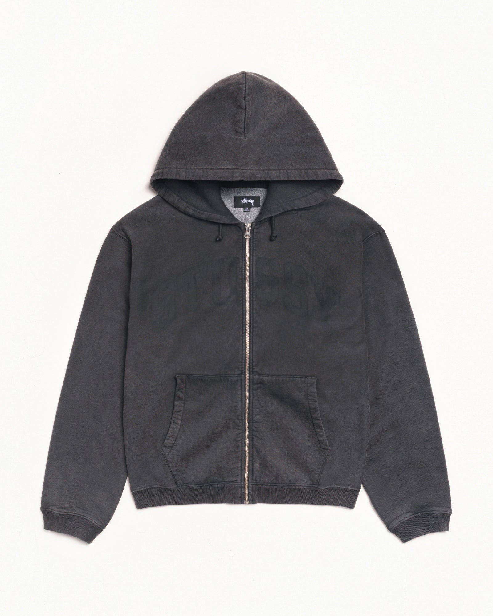 Faded Graphic Zip Hood Mens Long Sleeve In Washed Black