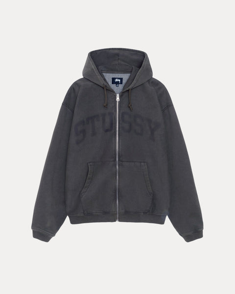 Faded Graphic Zip Hood Mens Long Sleeve In Washed Black