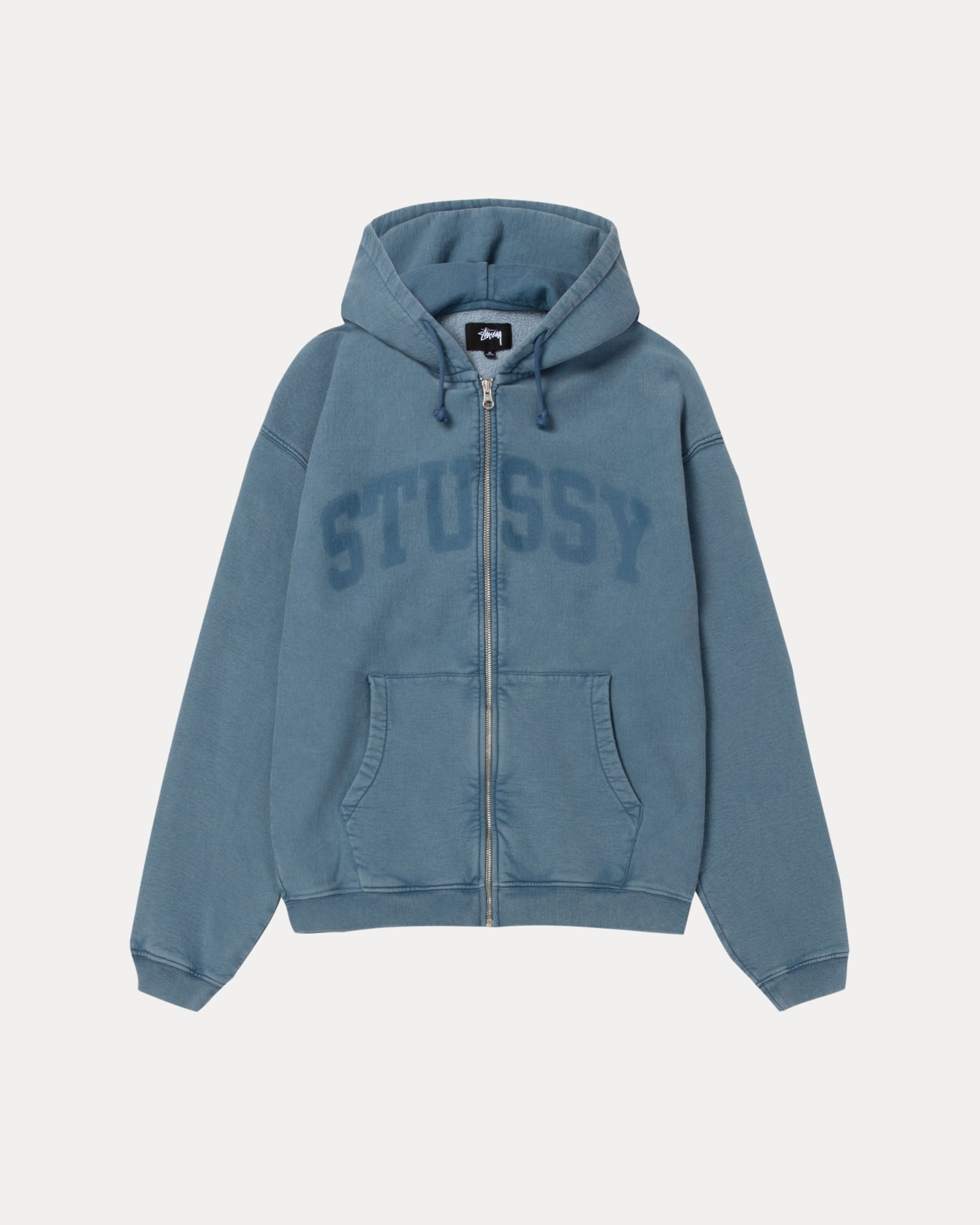 Faded Graphic Zip Hood Mens Long Sleeve In Washed Navy