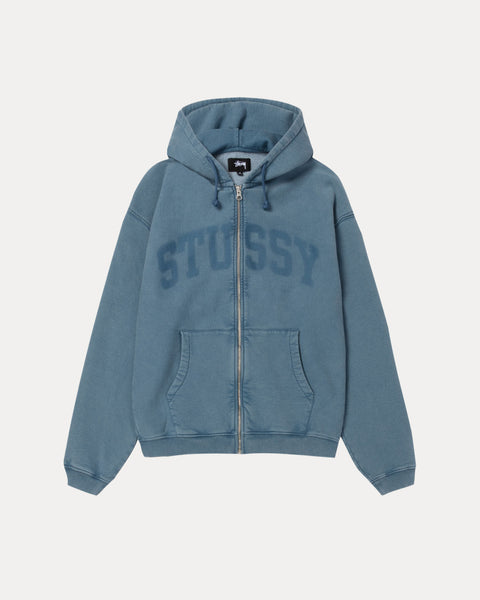 Faded Graphic Zip Hood Mens Long Sleeve In Washed Navy