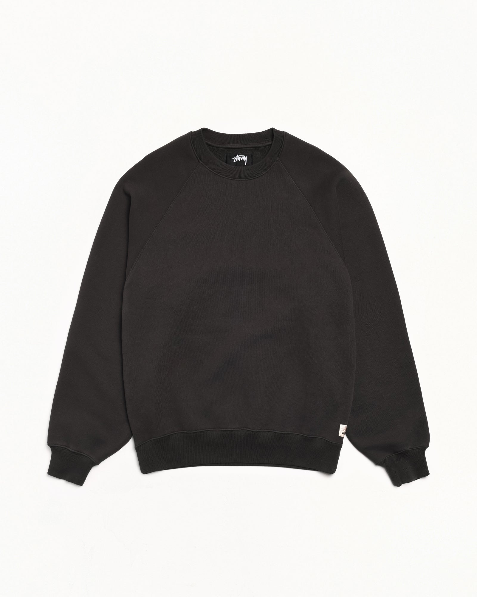 Fleece Raglan Crew Mens Long Sleeve In Washed Black
