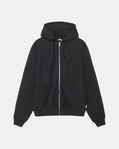 Raglan Zip Hood Mens Long Sleeve In Washed Black