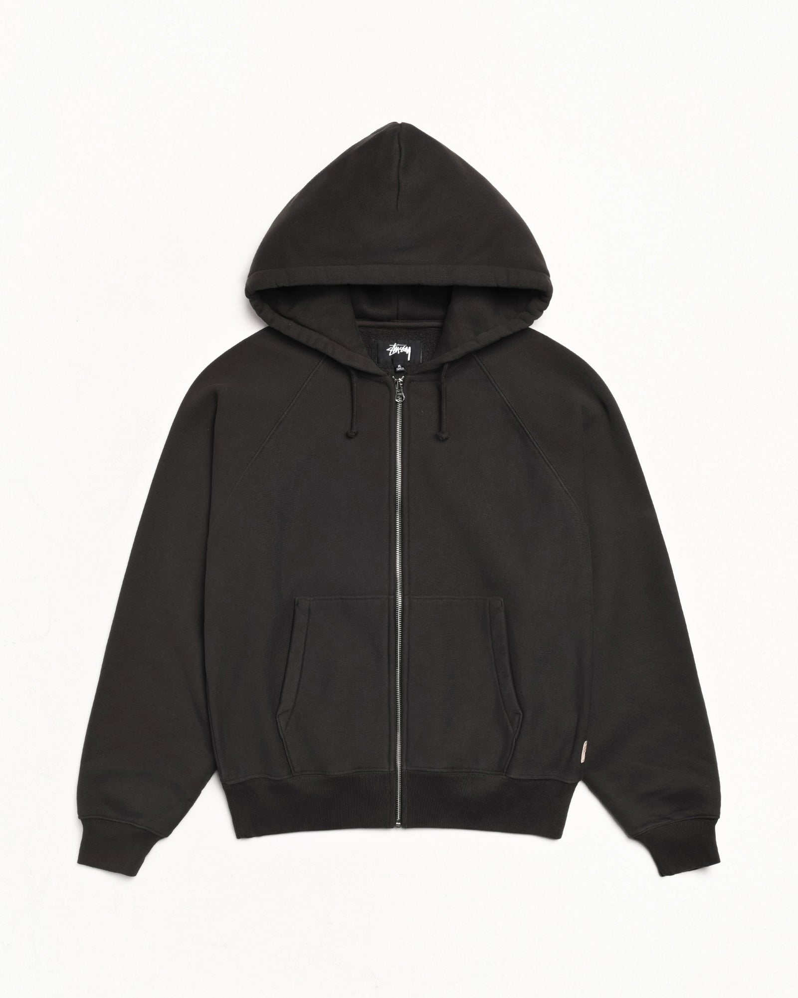 Raglan Zip Hood Mens Long Sleeve In Washed Black
