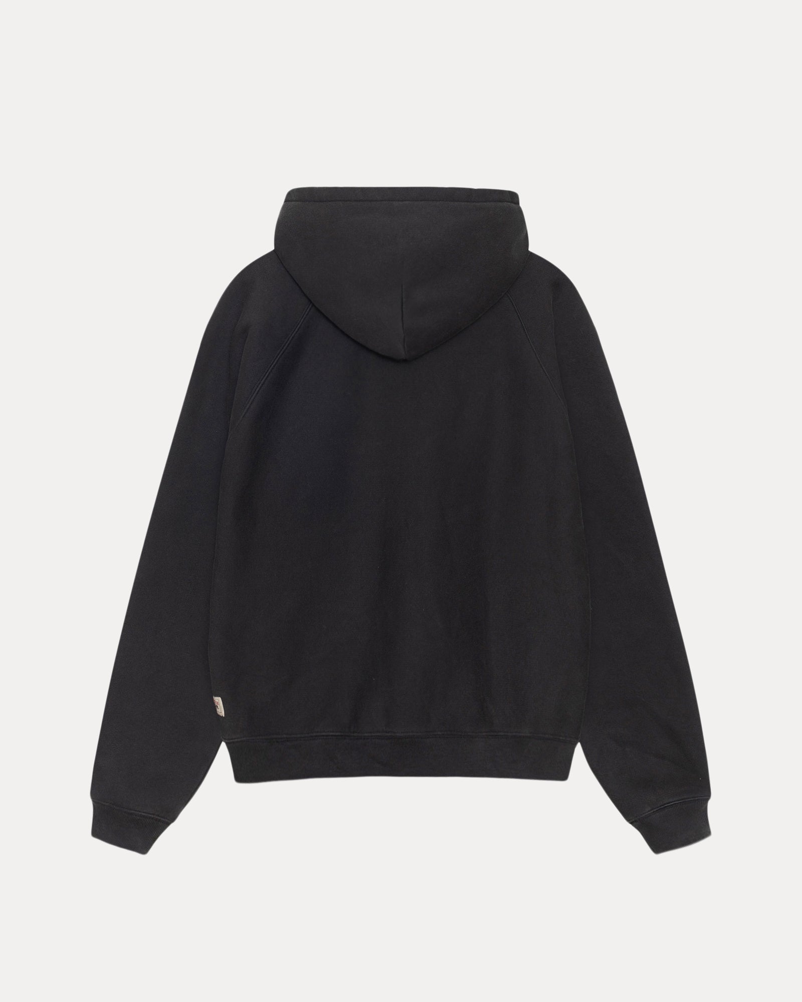 Raglan Zip Hood Mens Long Sleeve In Washed Black