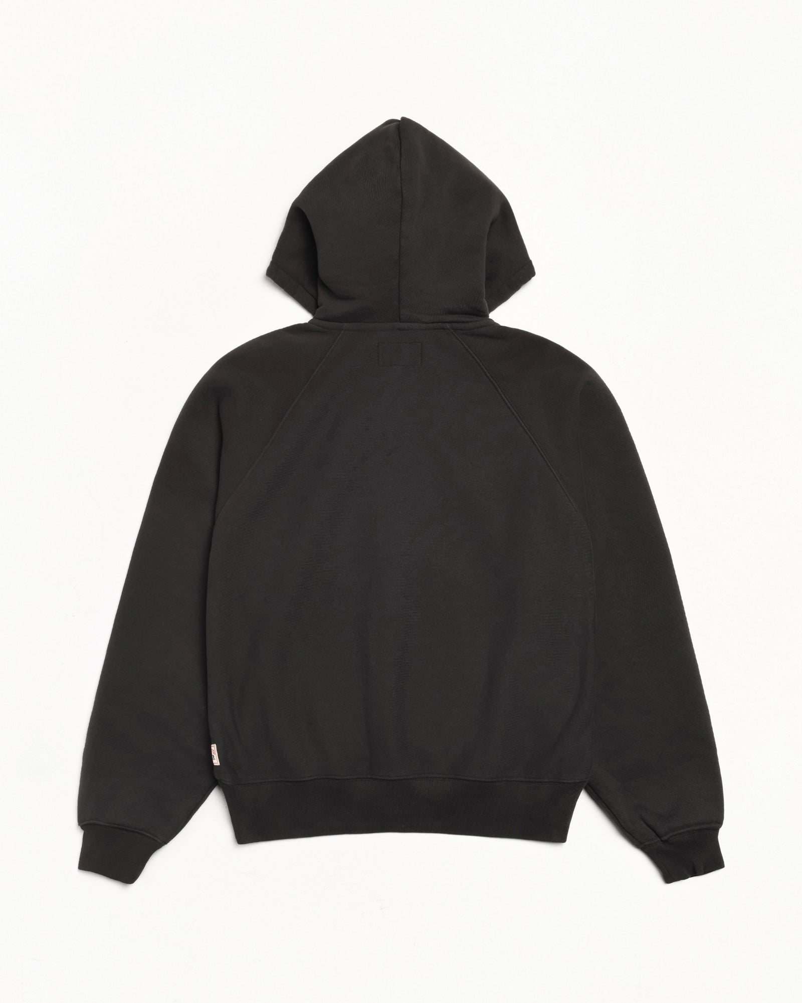 Raglan Zip Hood Mens Long Sleeve In Washed Black