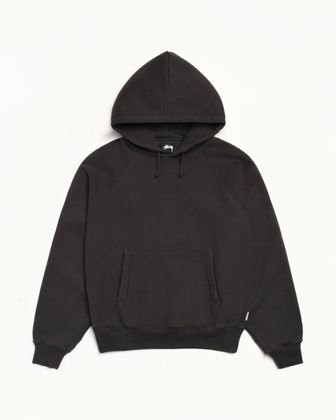 Fleece Raglan Hood Mens Long Sleeve In Washed Black