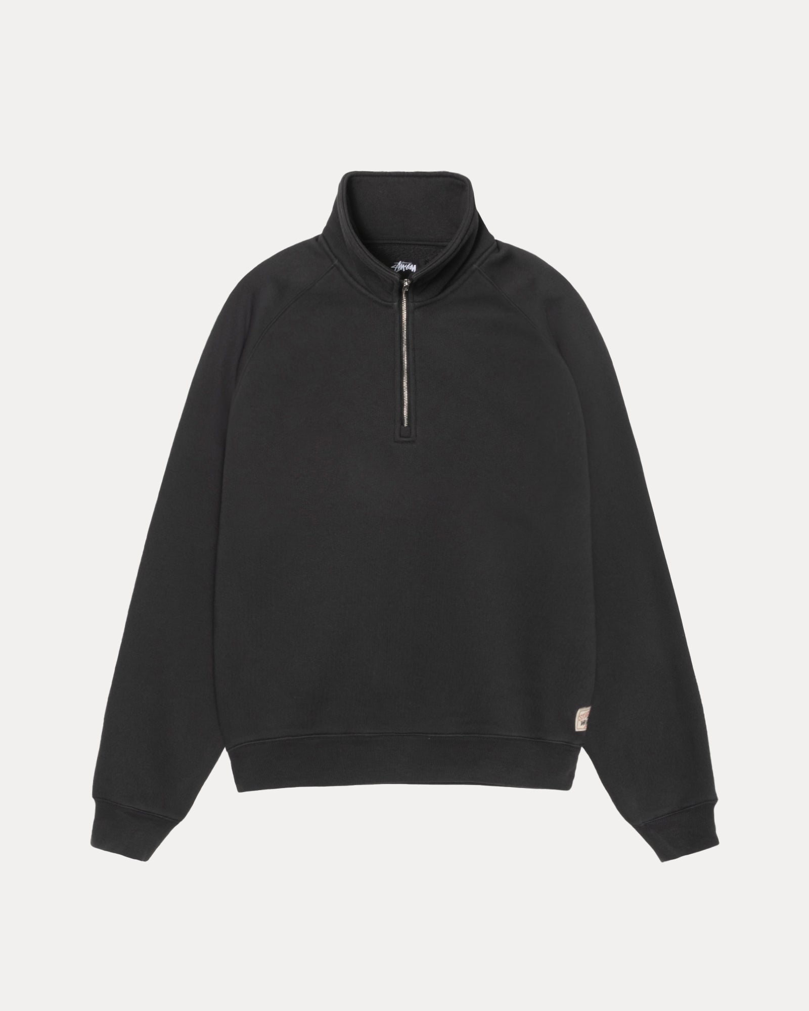Fleece Raglan Zip Mock Mens Long Sleeve In Washed Black