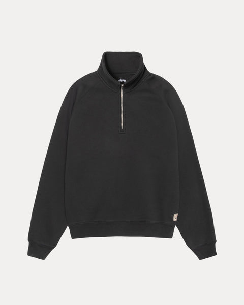 Fleece Raglan Zip Mock Mens Long Sleeve In Washed Black