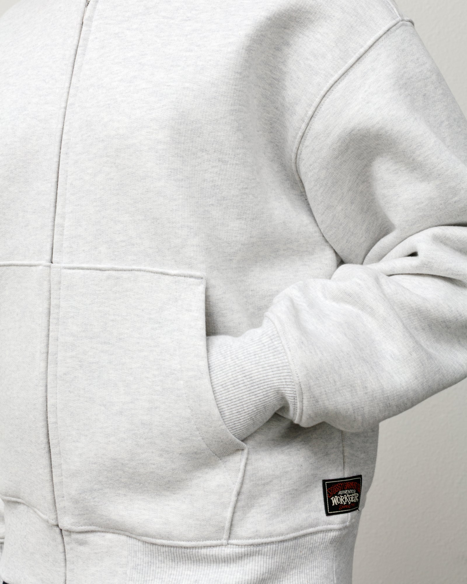 Thermal Lined Fleece Zip Mens Long Sleeve In Ash Heather
