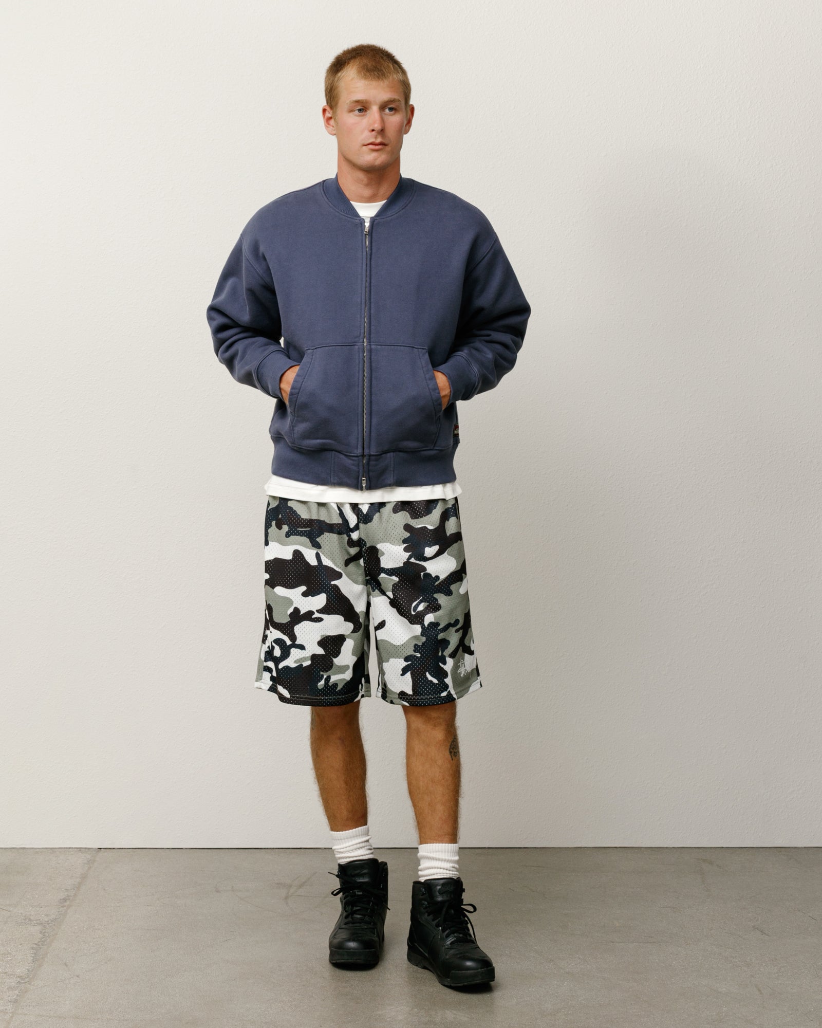 Thermal Lined Fleece Zip Mens Long Sleeve In Faded Blue