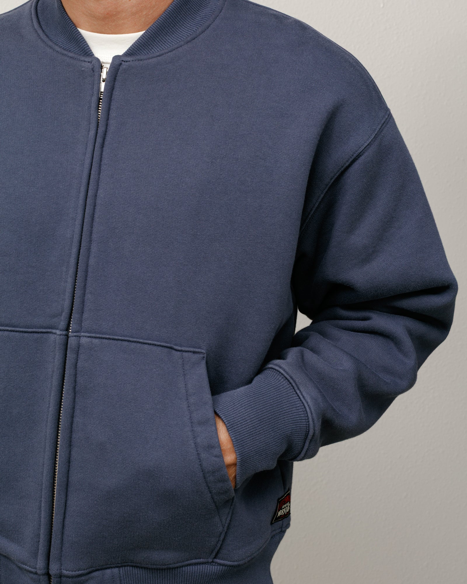Thermal Lined Fleece Zip Mens Long Sleeve In Faded Blue