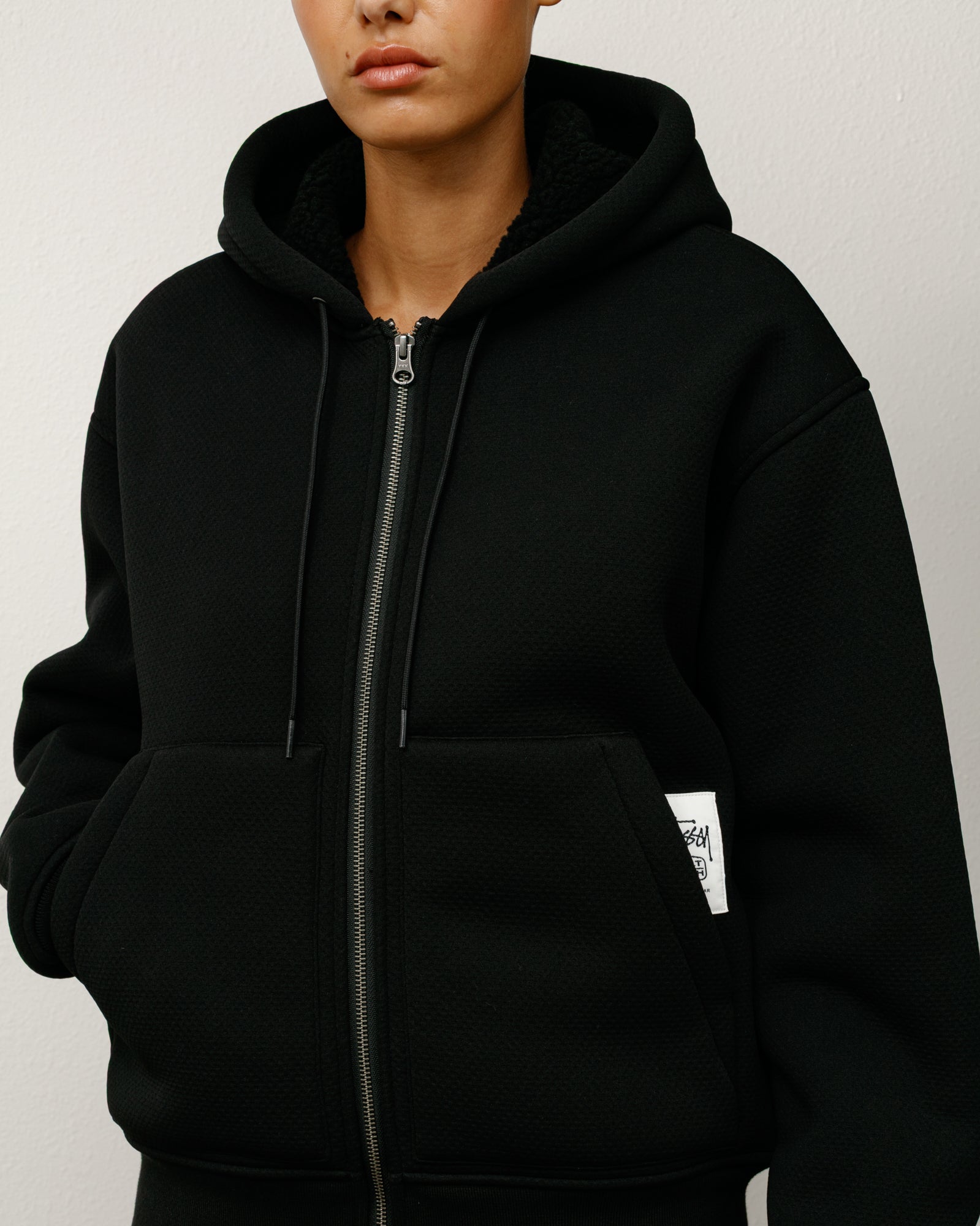 Bonded Sherpa Lined Hood Mens Long Sleeve In Black