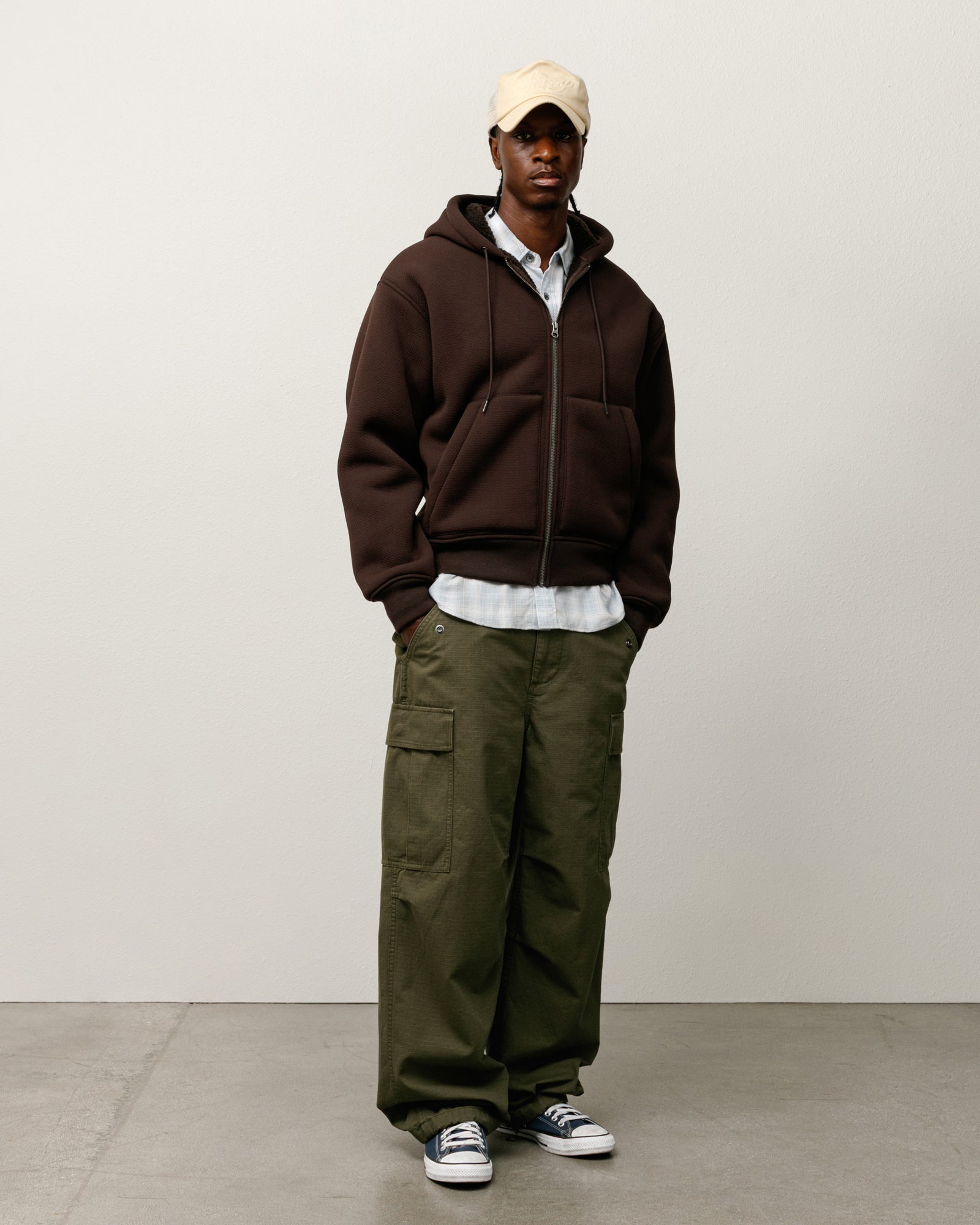 Bonded Sherpa Lined Hood Mens Long Sleeve In Brown