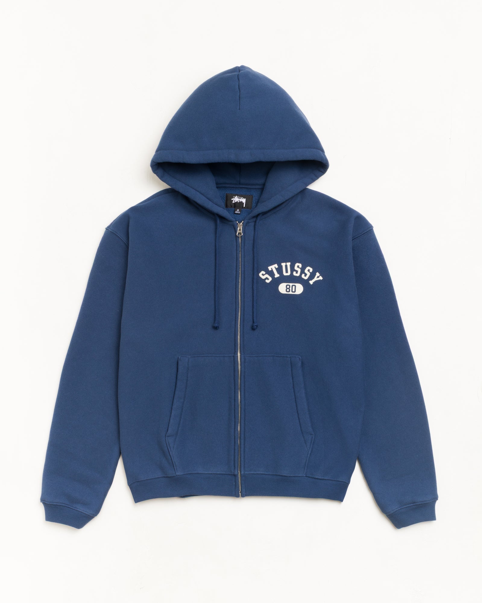 Varsity Zip Hoodie Mens Long Sleeve Sweatshirt in Navy