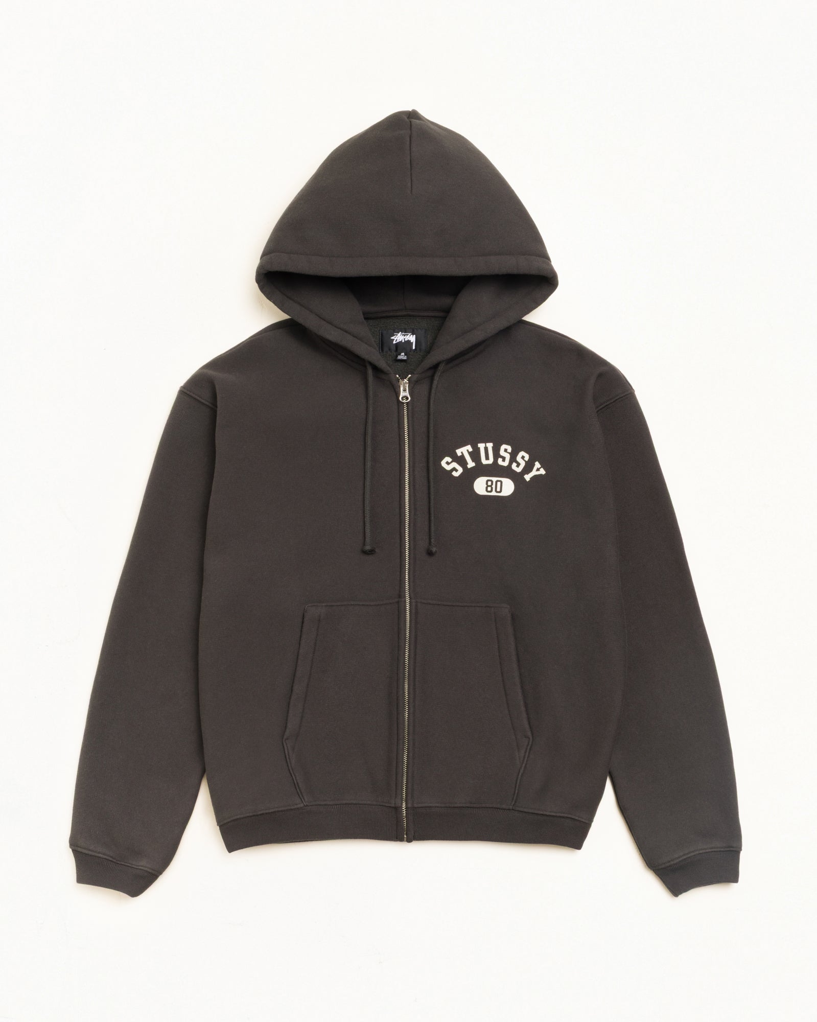 Varsity Zip Hoodie - Washed Black | Zip-up Fleece | Stüssy Canada