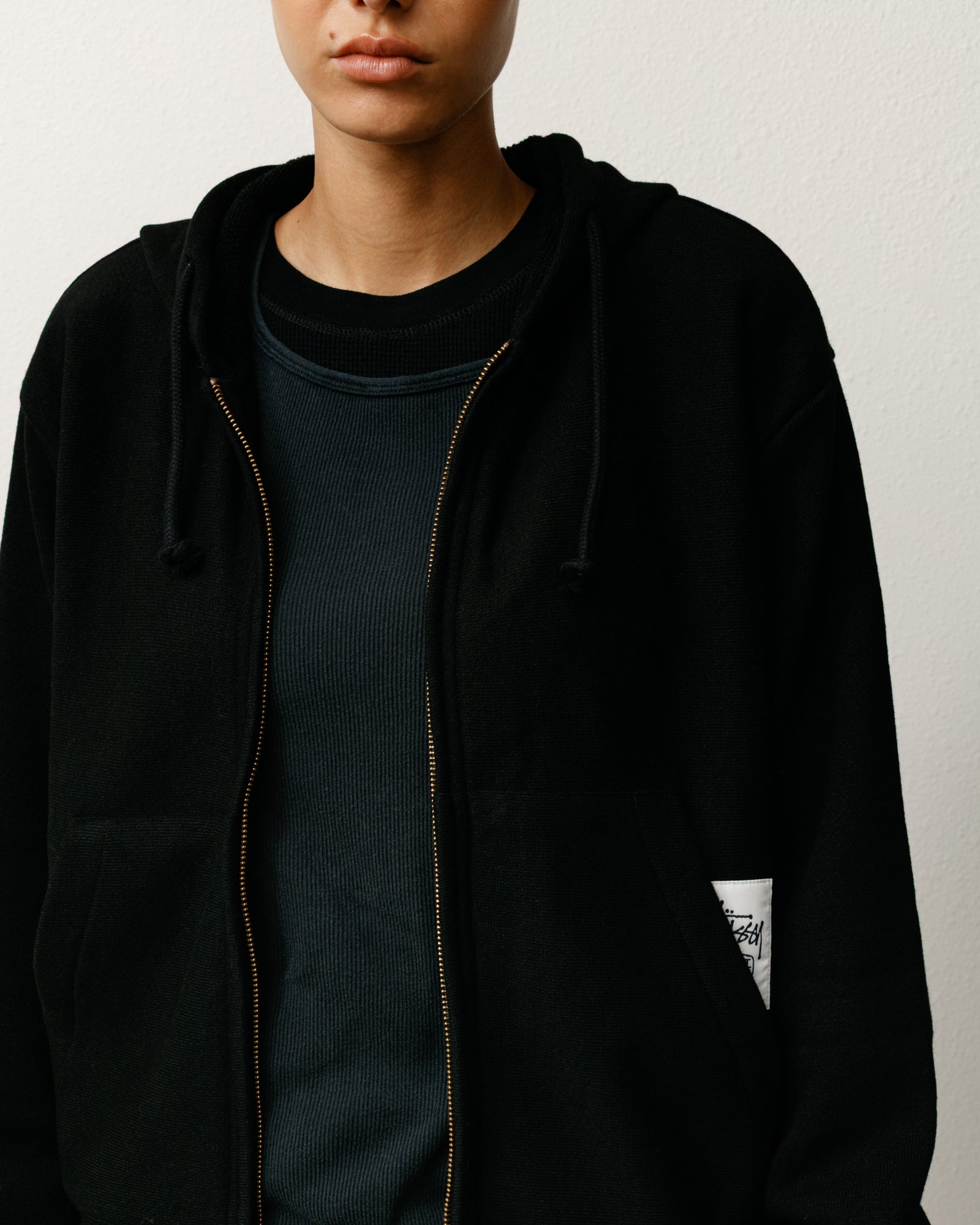 Patch Zip Knit Hoodie – Black | Tops & Knits | Stüssy Canada