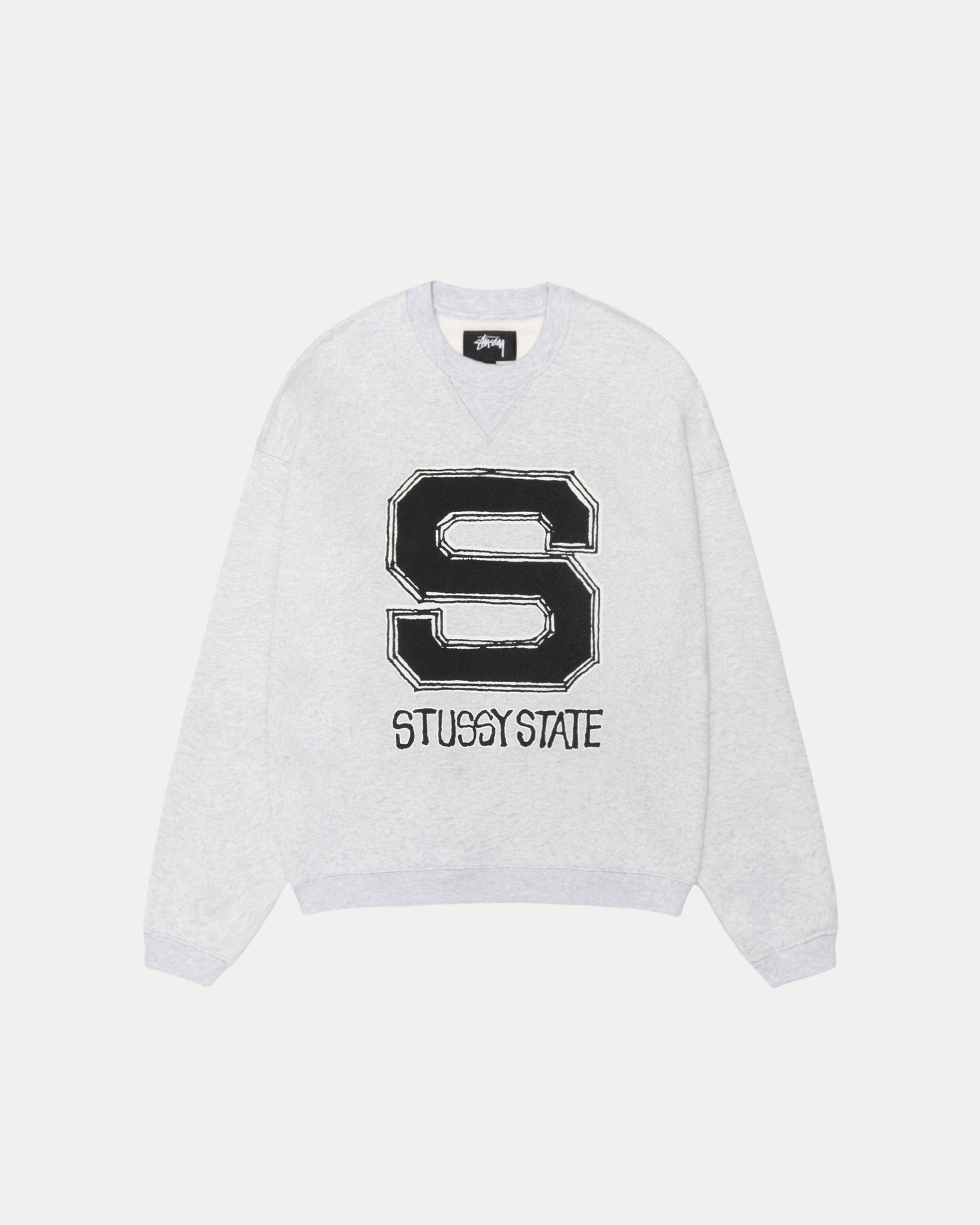 Stussy State Crew Mens Long Sleeve In Ash Heather