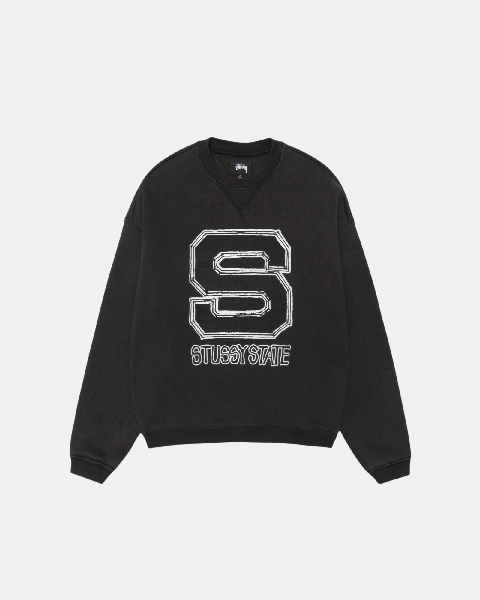 Stussy State Crew Mens Long Sleeve In Black