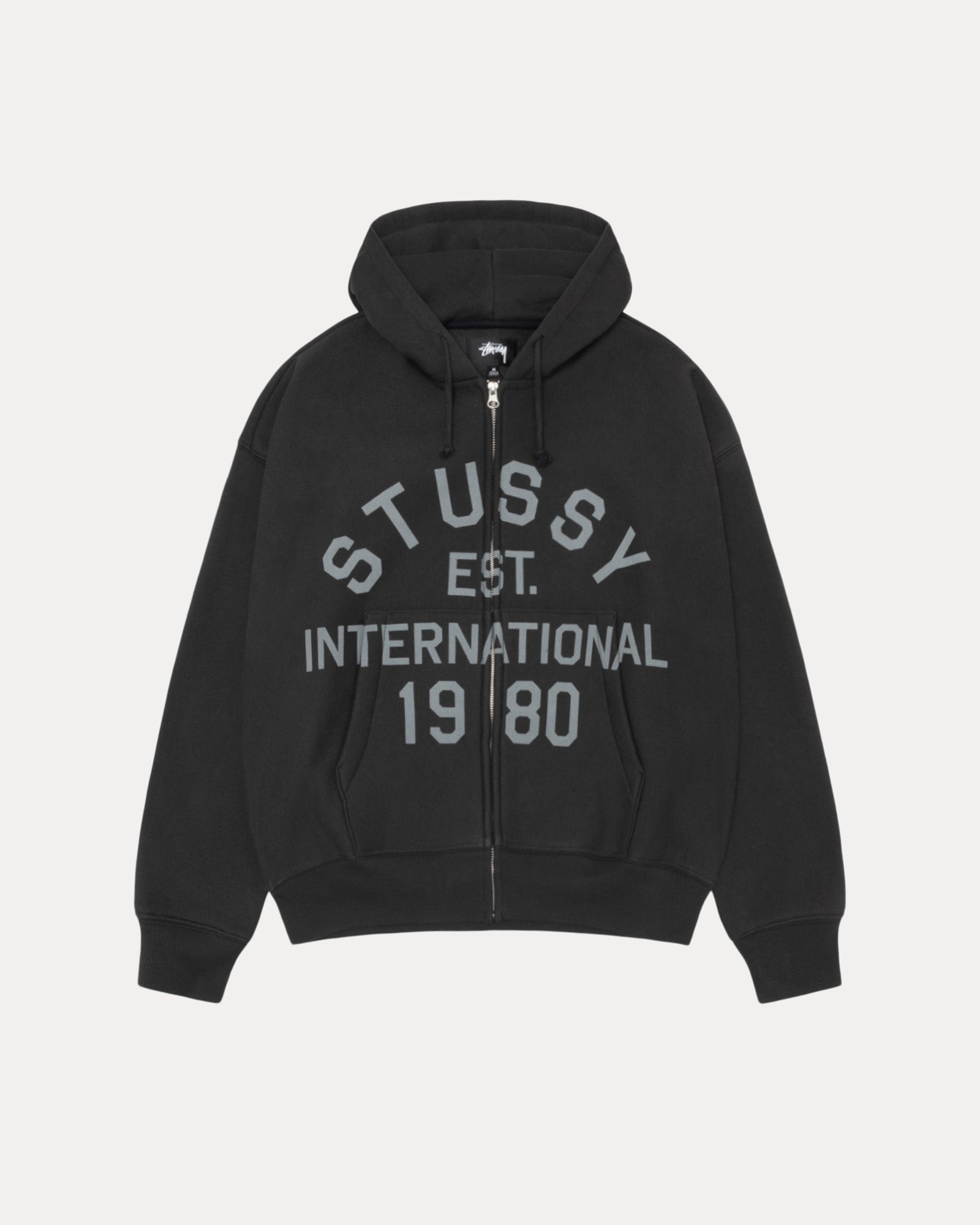 Stussy Est Printed Zip Hood Mens Long Sleeve In Black