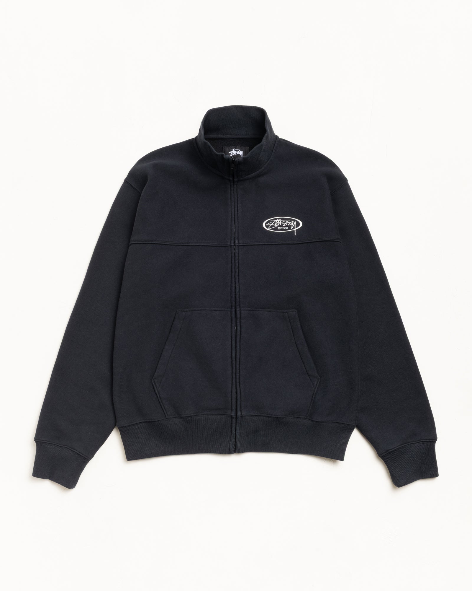 Fleece Track Jacket Mens Long Sleeve In Black