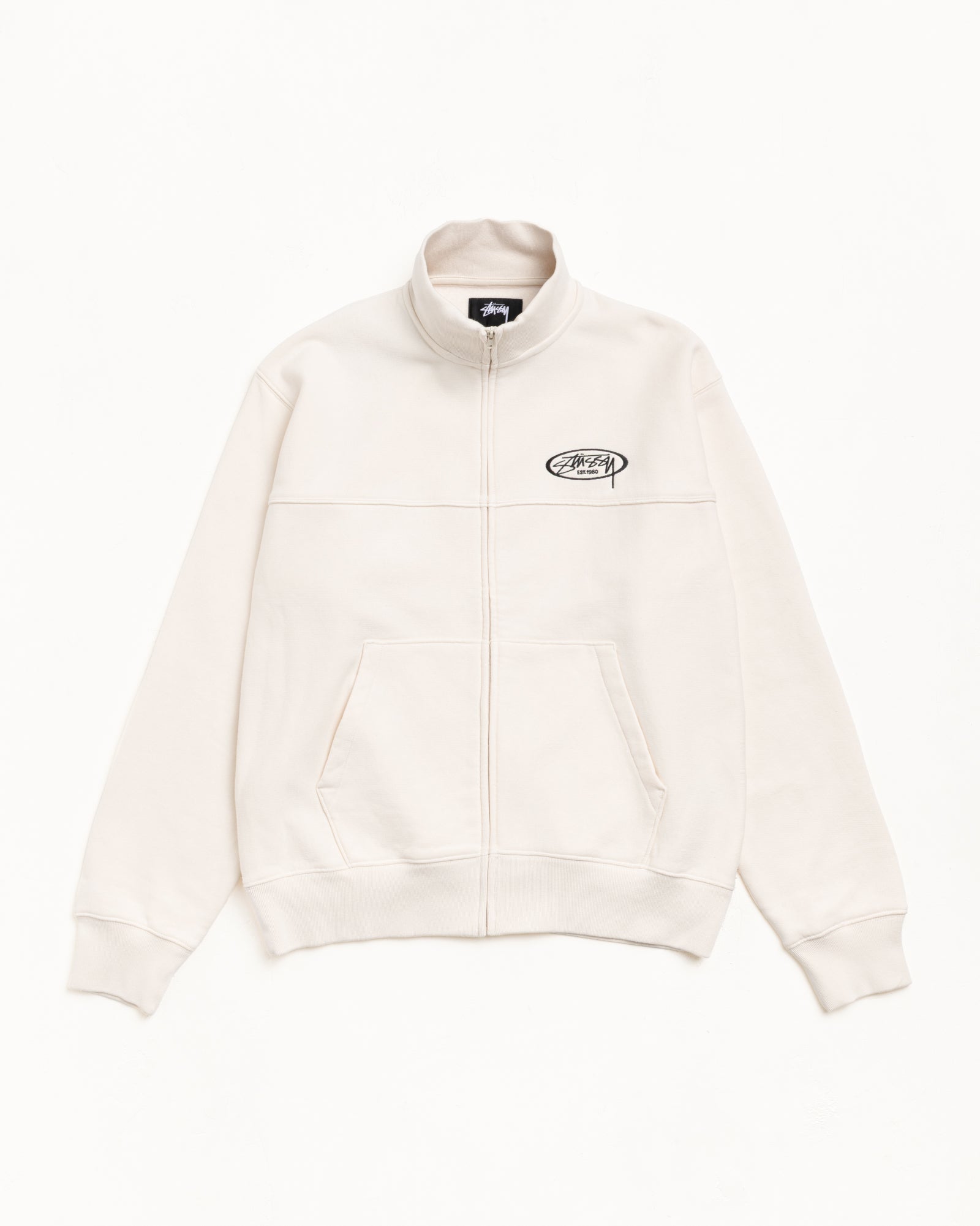 Fleece Track Jacket Mens Long Sleeve In Cream