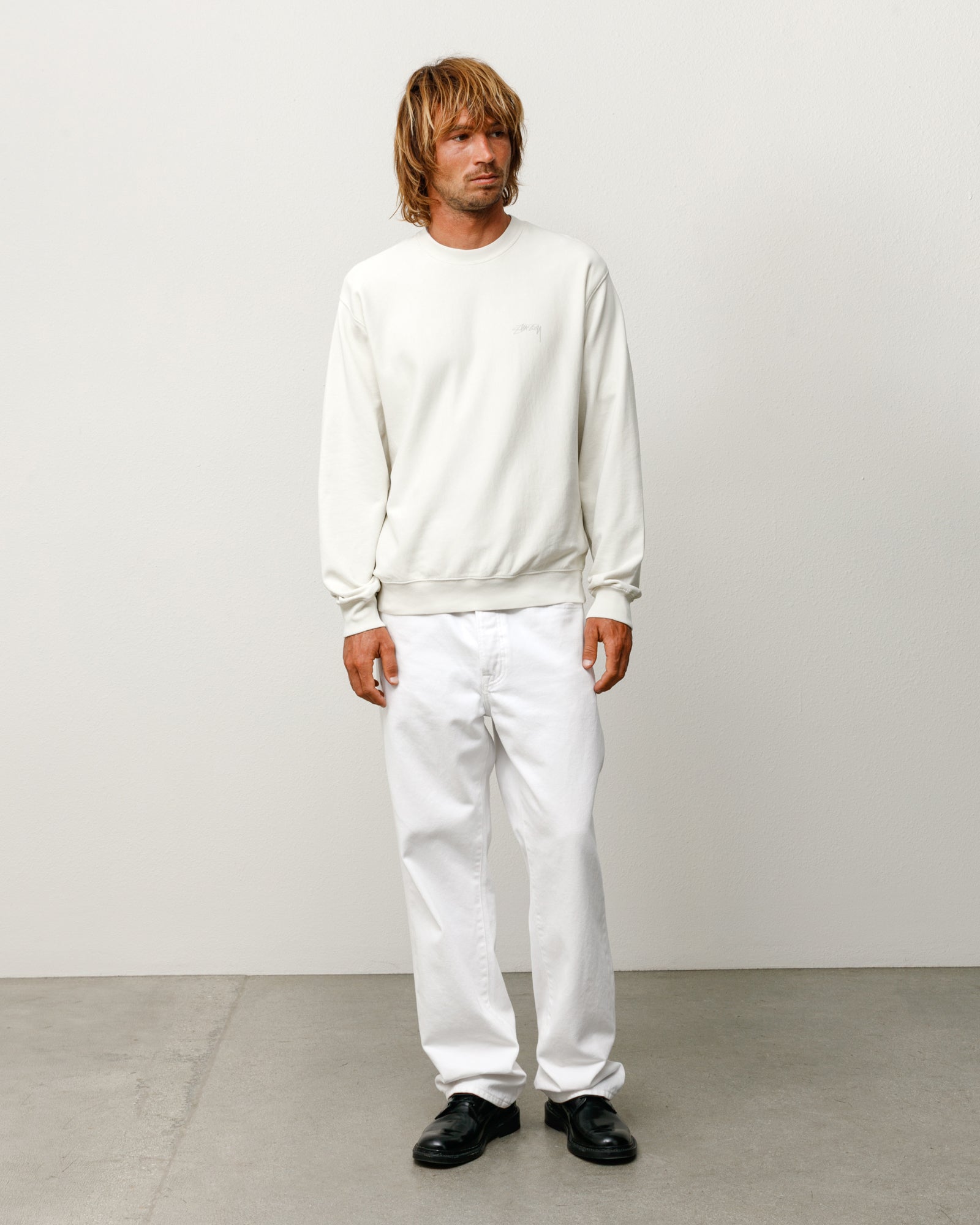 Lightweight Terry Crew Unisex Long Sleeve In Stone
