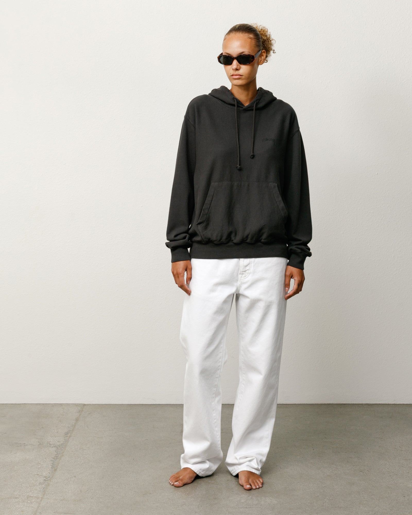 Lightweight Terry Hoodie Unisex Long Sleeve In Black