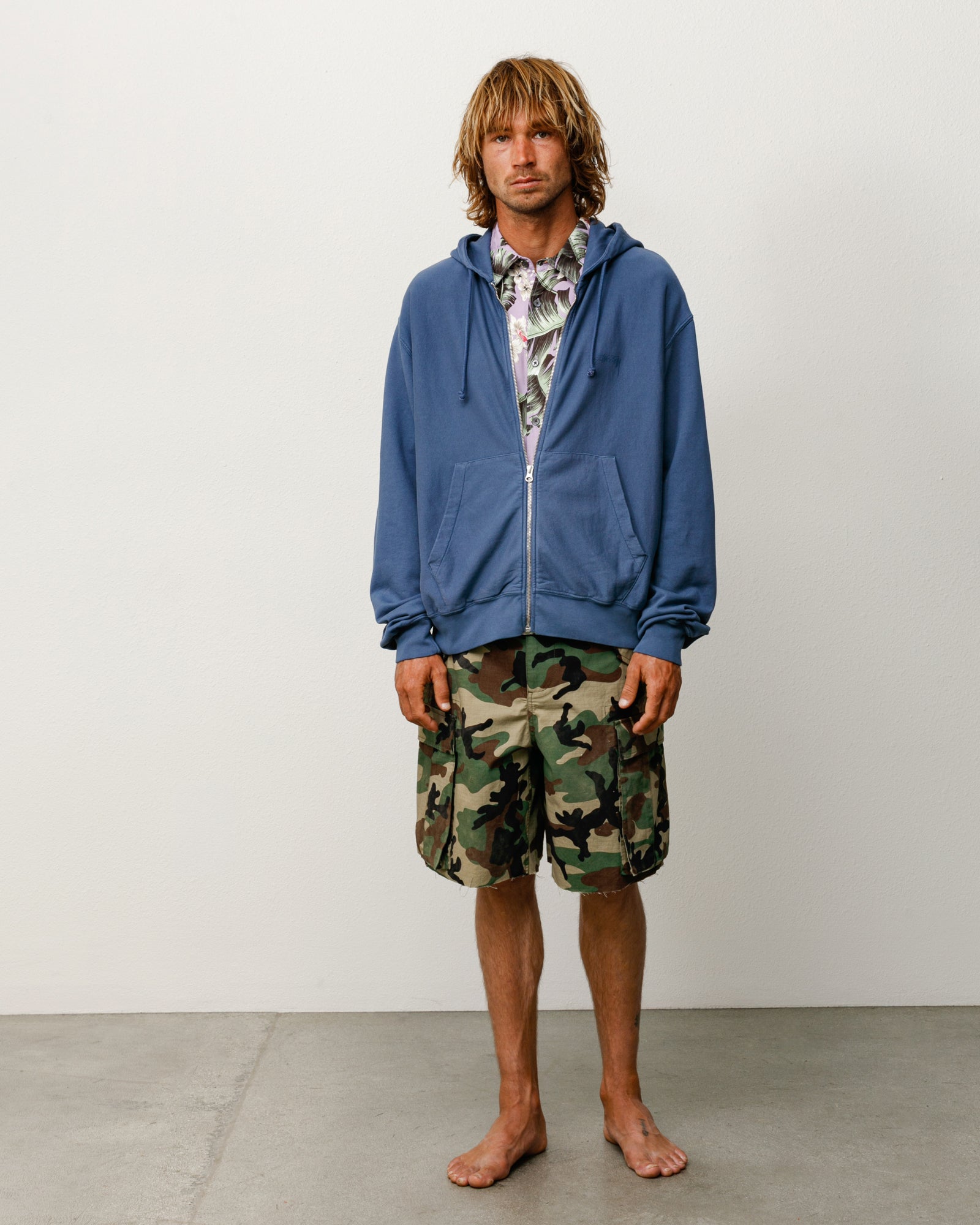 Lightweight Terry Zip Hoodie – Blue | Zip-up Fleece | Stüssy Canada