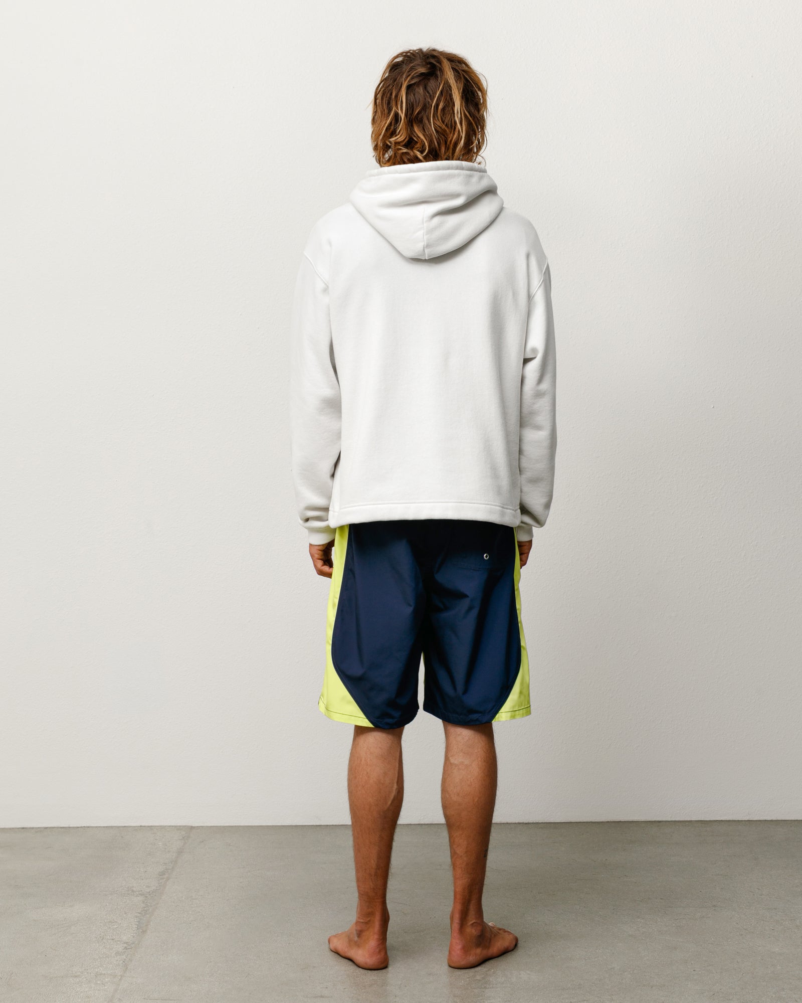 Oval Pullover Hood Unisex Long Sleeve In Stone, Back View