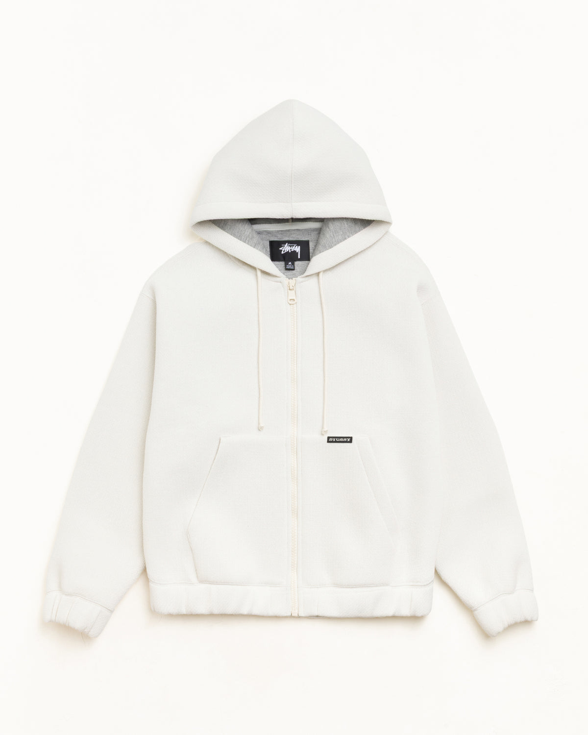Bonded Jersey Zip Hood Unisex Long Sleeve In Bone