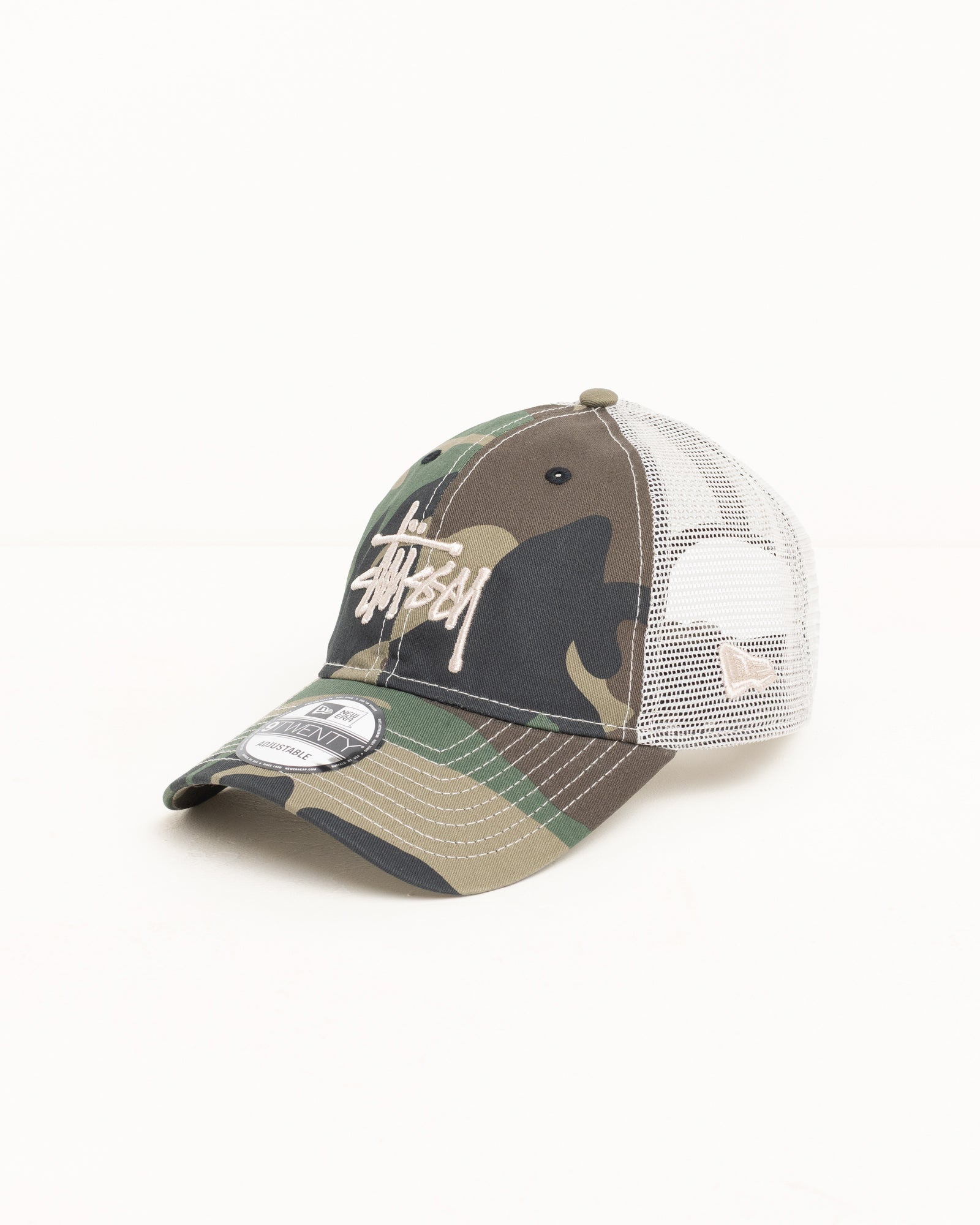 New Era 9TWENTY Basic Trucker – Woodland Camo | Headwear | Stüssy