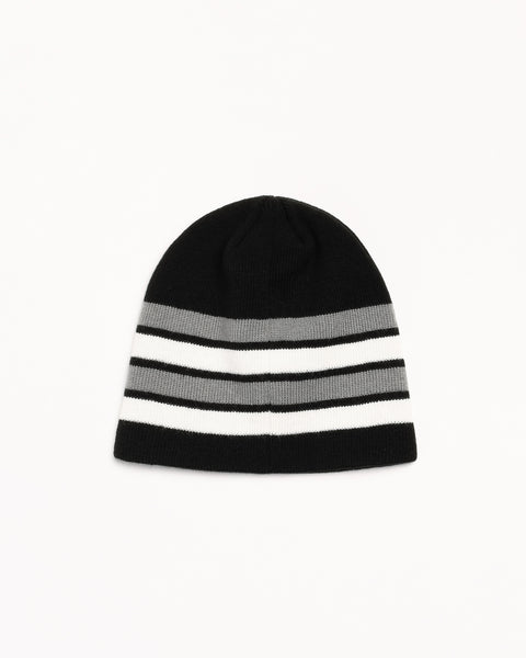 Basic Stripe Skullcap Beanie in Black
