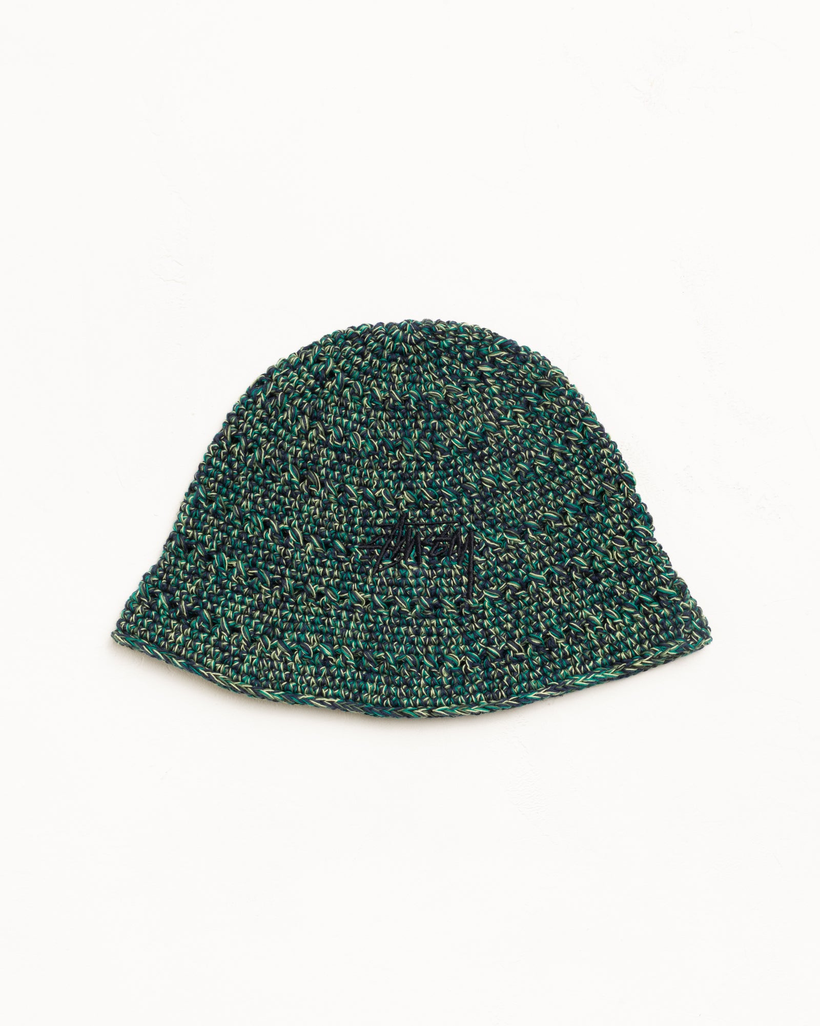 Multi green knit bucket hat with marled texture and tonal embroidered logo