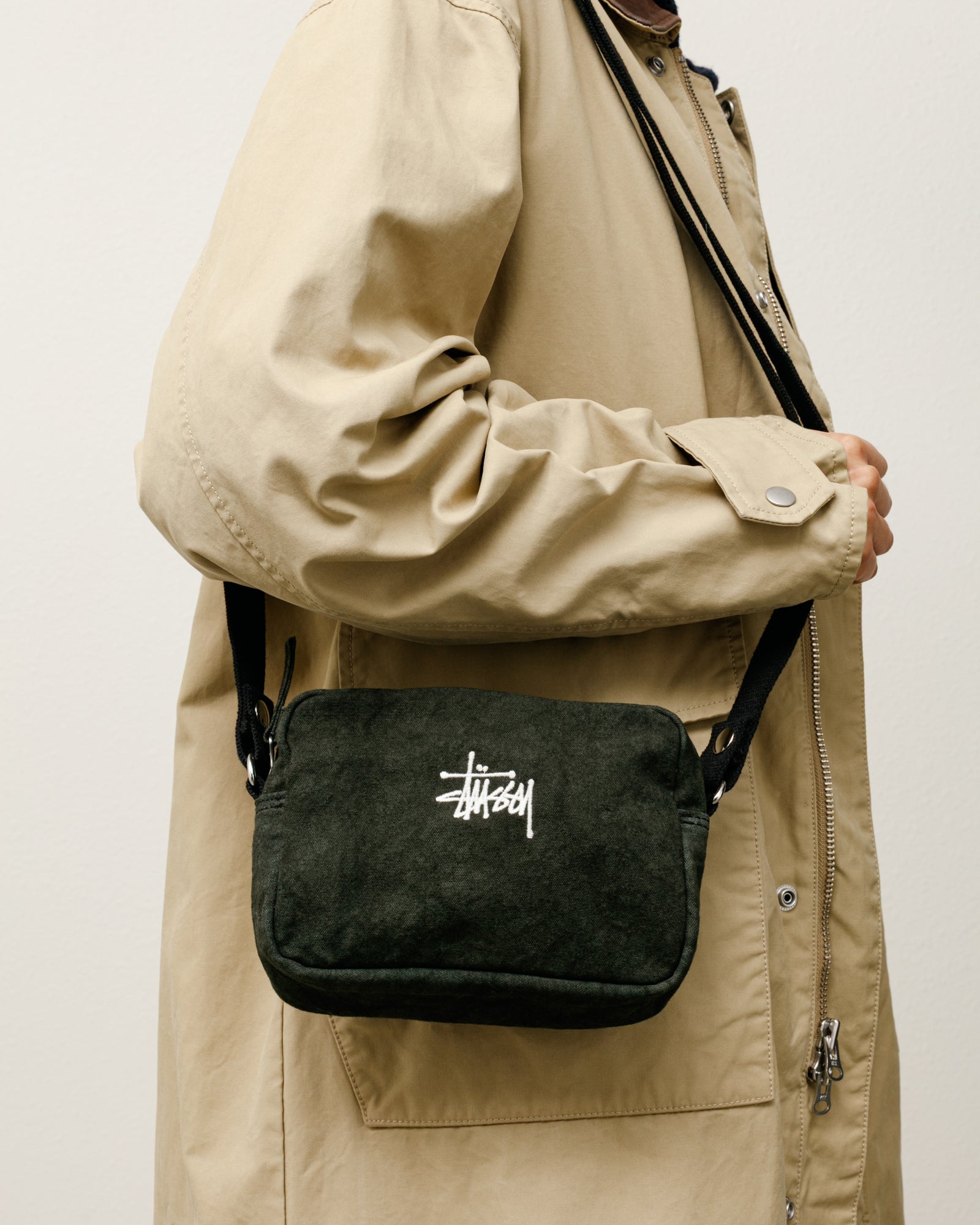 Canvas Side Pouch Accessories In Washed Black