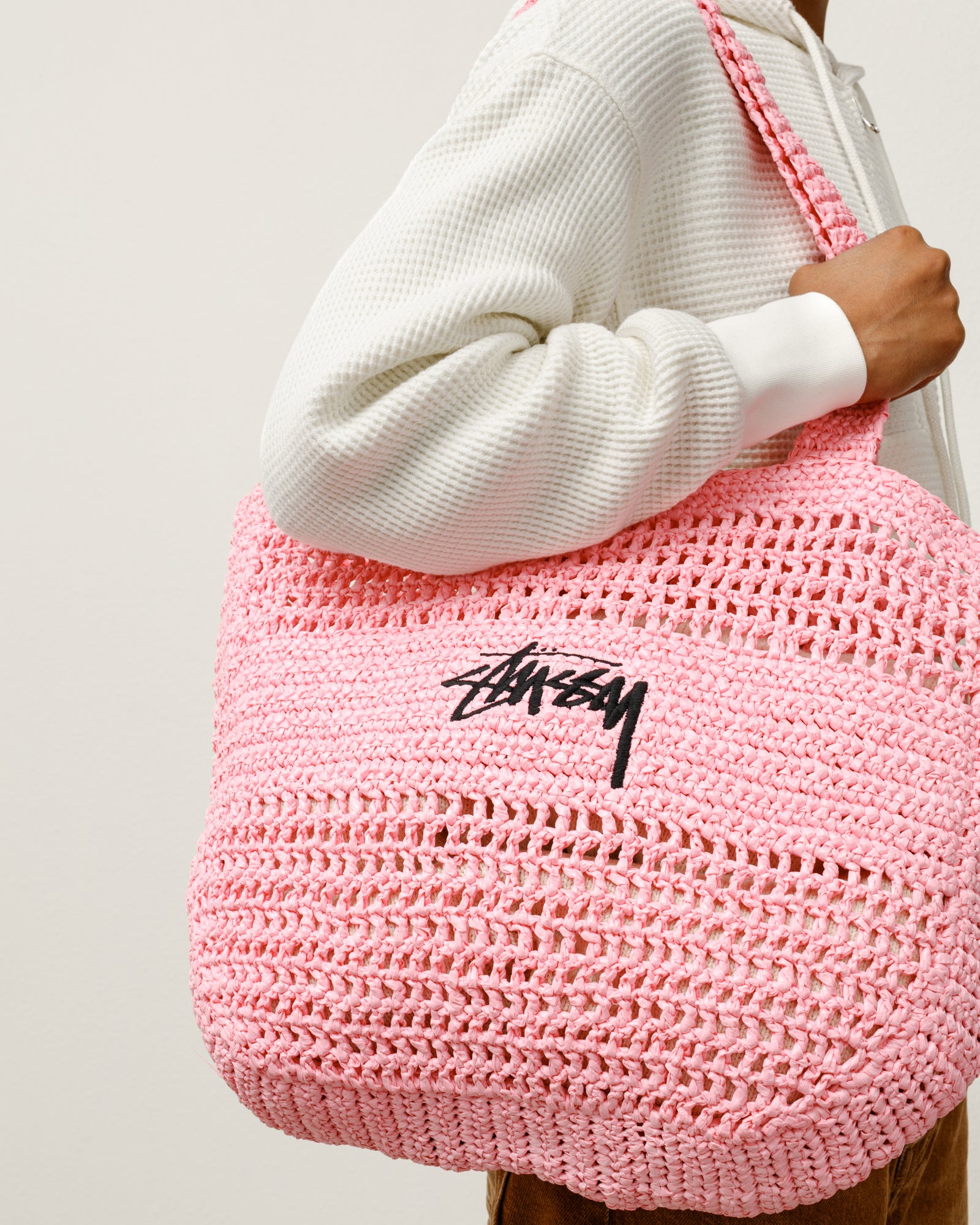 Stüssy Woven Tote Bag Accessories in the colour Light Pink