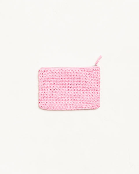 Woven Zip Pouch Bag in Light Pink