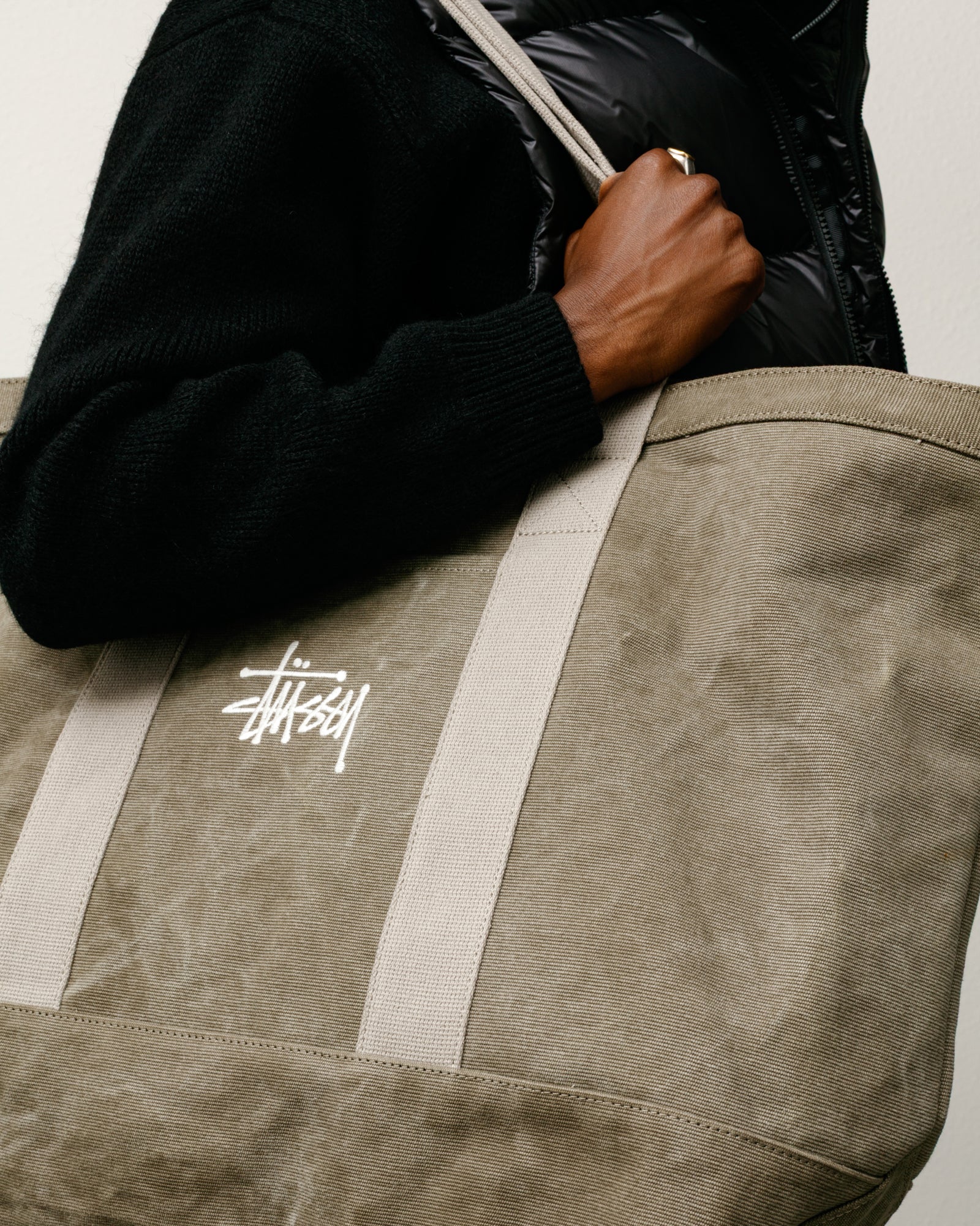 Waxed Canvas Extra Large Tote – Stone | Accessories | Stüssy Canada