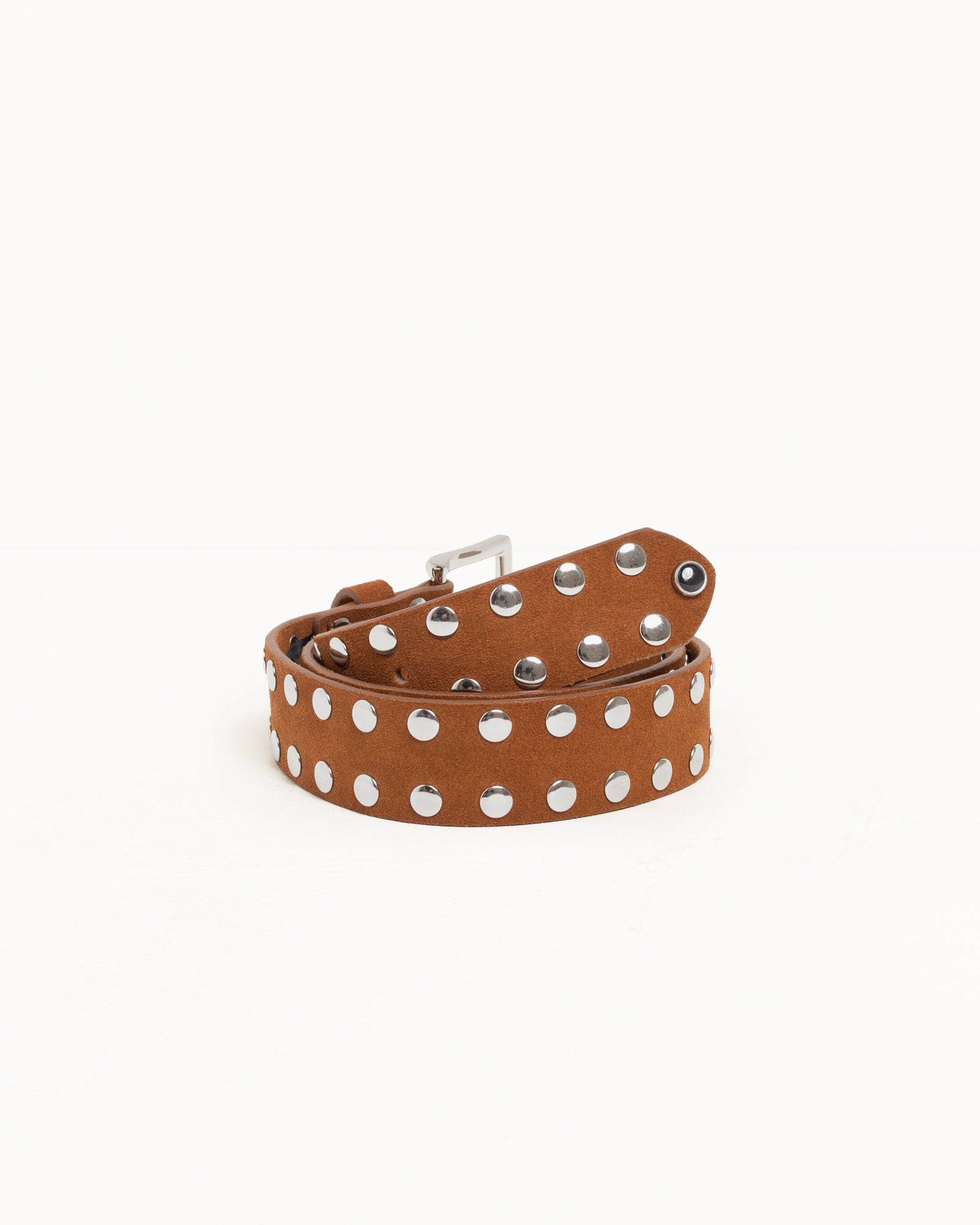 8 Ball Studded Belt Accessories In Brown Suede