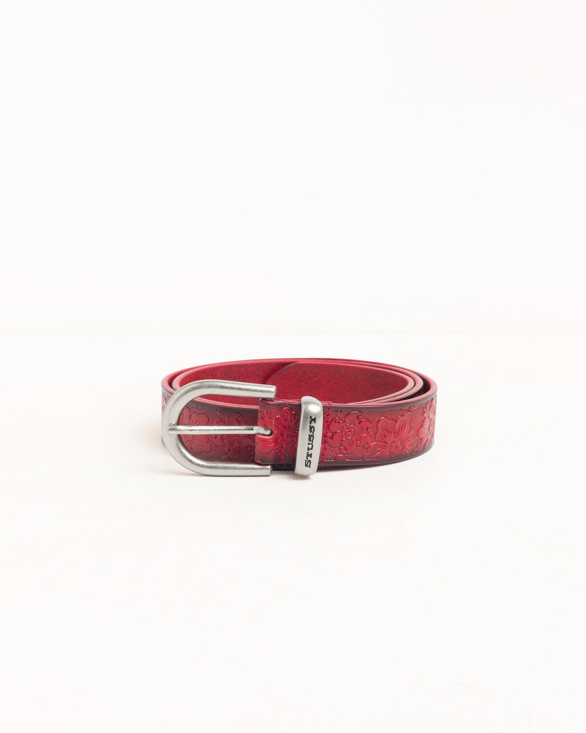 Leather Hawaiian Belt Unisex In Red