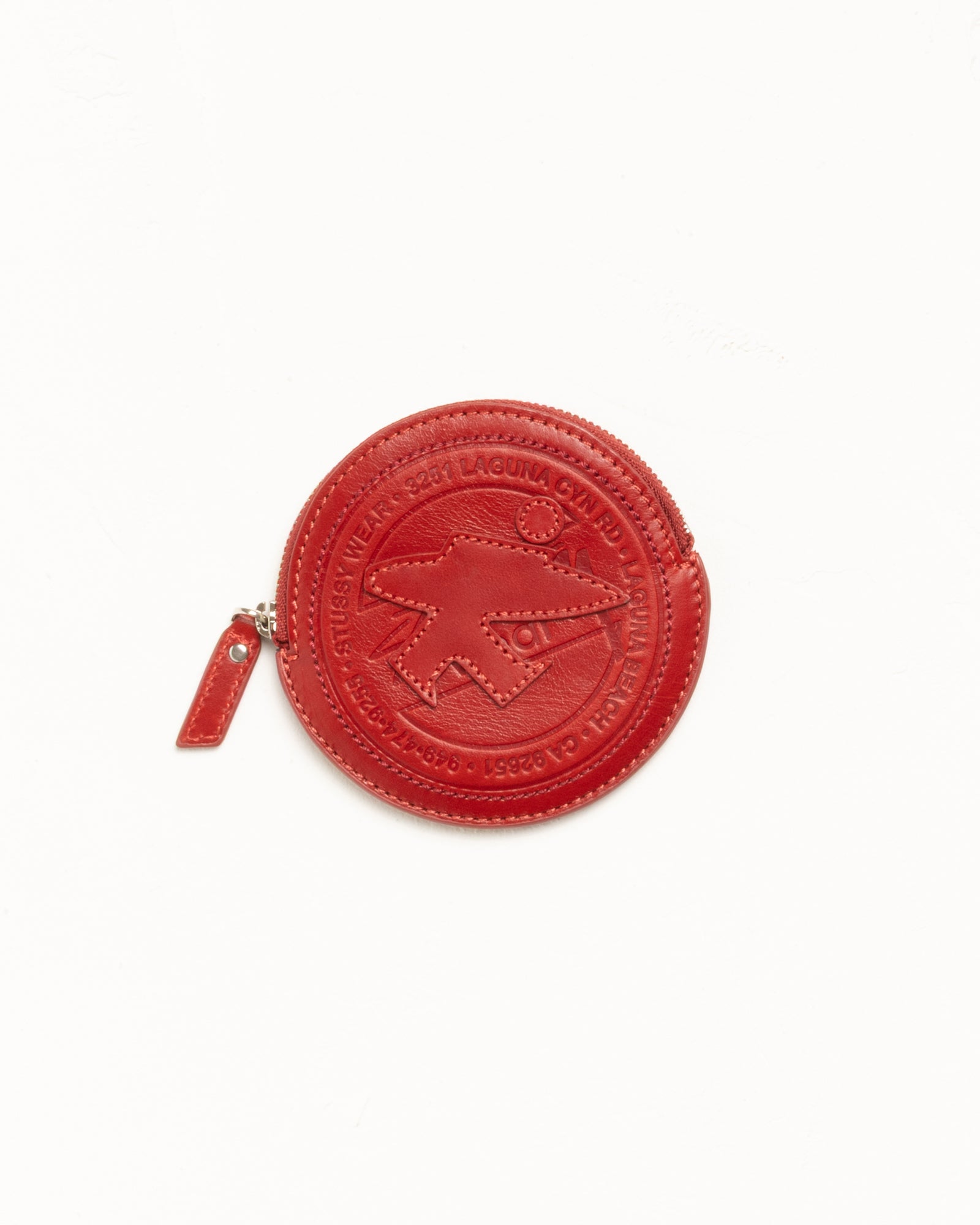 Surf Dot Leather Pouch In Fire Red