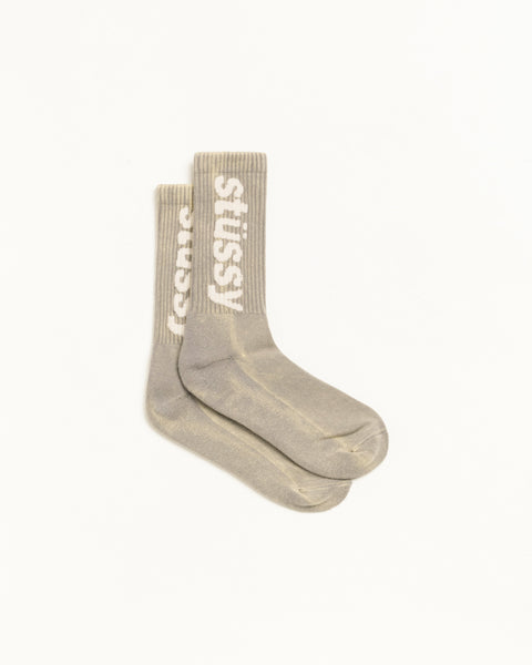 Washed Helvetica Crew Sock Accessories In Grey