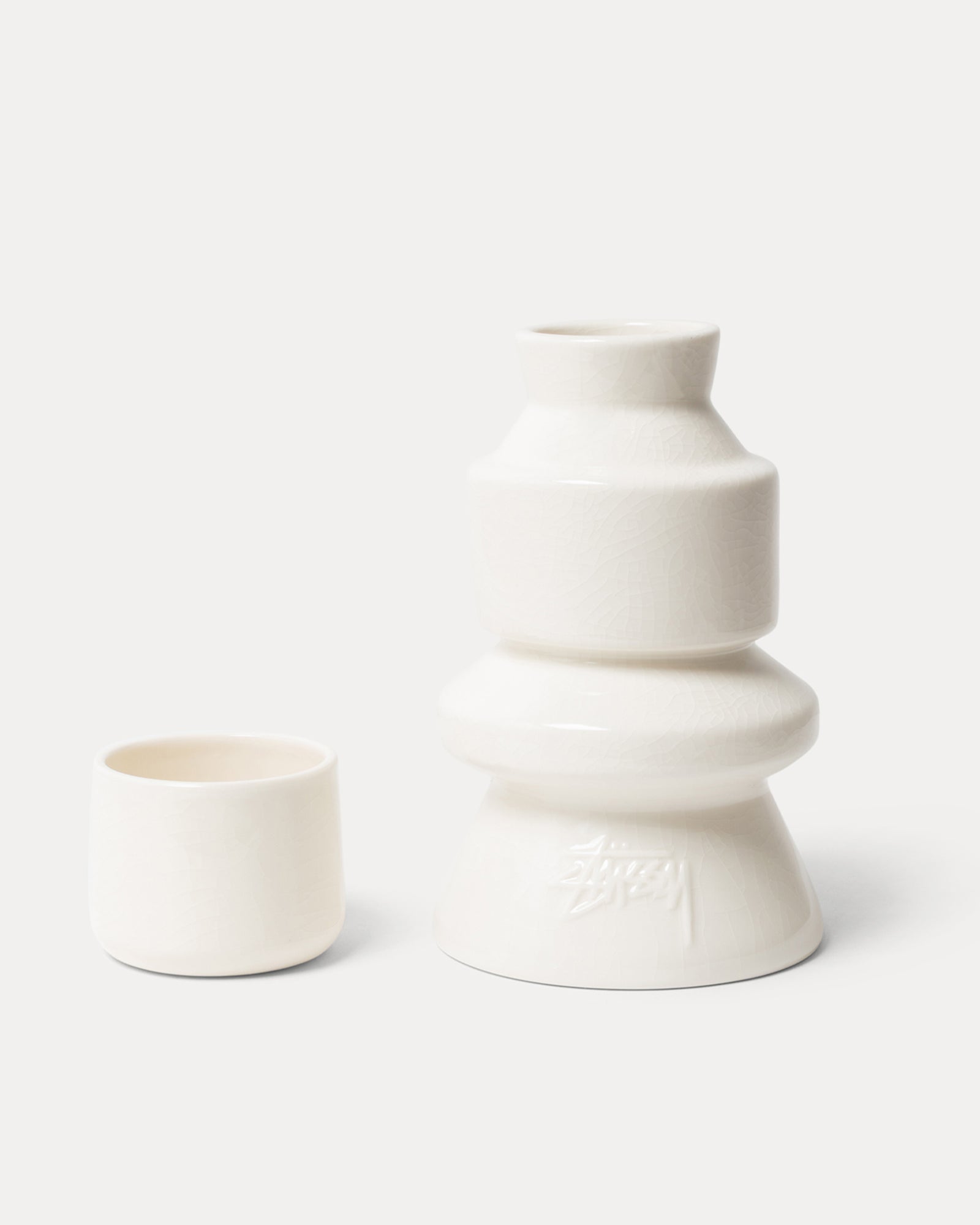 Ceramic Carafe Accessories In Lily Crackle